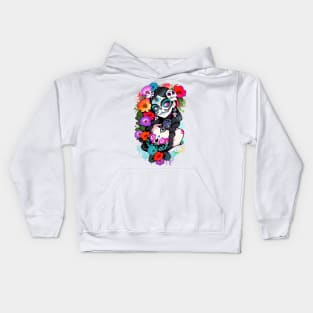 Beautiful Girl with Sugar Skull Makeup - Mexican, Halloween, Tattoo, Calavera, Day of the Dead, Gift idea, Birthday gifts, Christmas gifts, Kids Hoodie